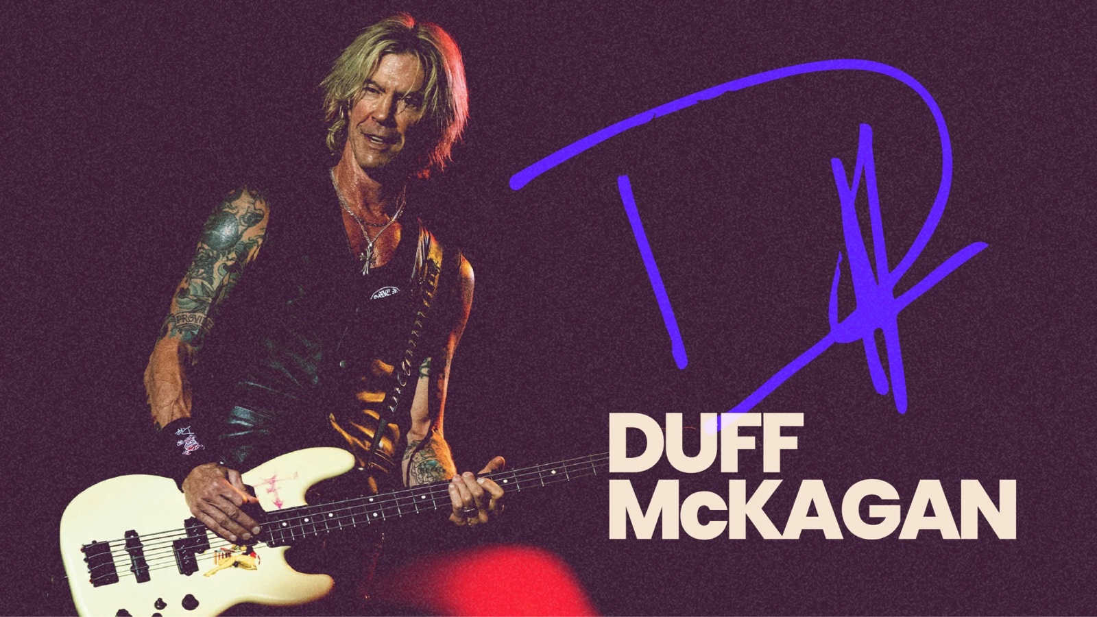 Duff McKagan playing bass, with his signature